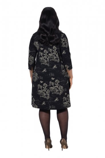 Ulla Popken 844739 Mekko 3/4-hihoilla Musta - Midimekot - Midimekot isoissa ko'oissa