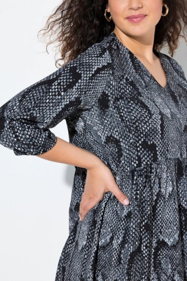 Ulla Popken 844945 Kuviollinen jerseymekko Musta - Trikoomekot - 