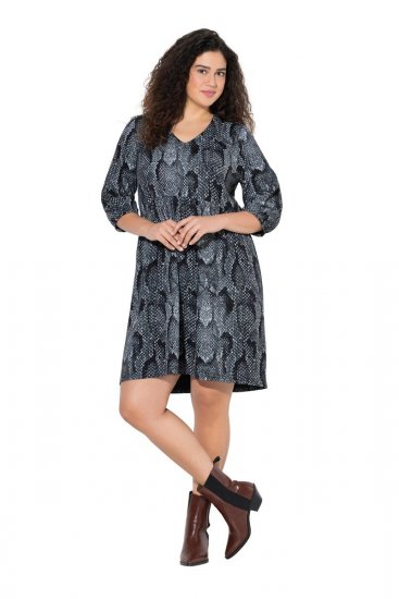 Ulla Popken 844945 Kuviollinen jerseymekko Musta - Trikoomekot - 