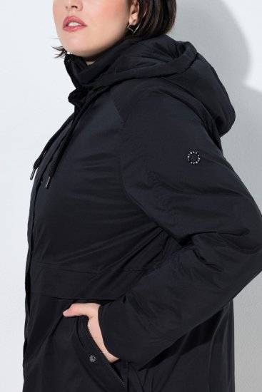 Ulla Popken 845111 Parka Musta - Pitkät takit - Naisten takit isoissa kooissa