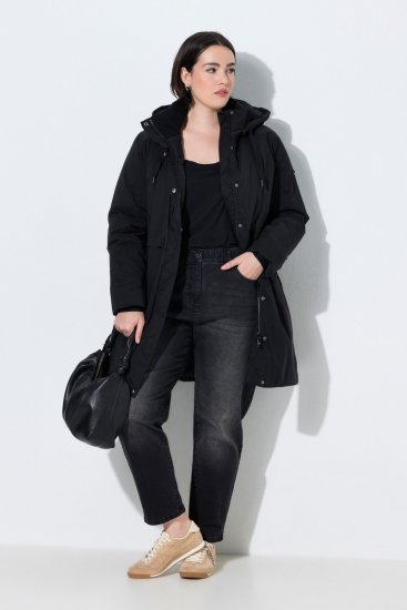 Ulla Popken 845111 Parka Musta - Pitkät takit - Naisten takit isoissa kooissa