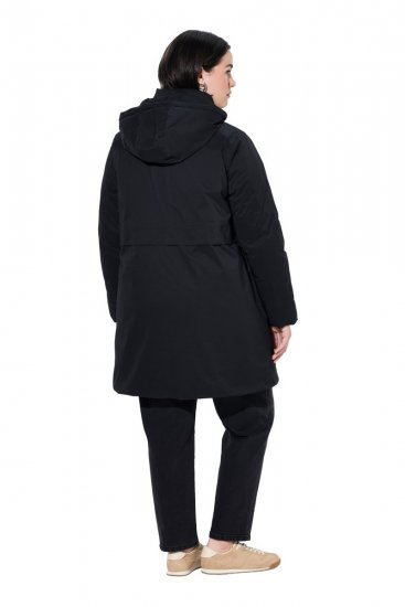Ulla Popken 845111 Parka Musta - Pitkät takit - Naisten takit isoissa kooissa
