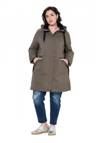 Ulla Popken 845111 Parka Tummanvihreä - Pitkät takit - Naisten takit isoissa kooissa