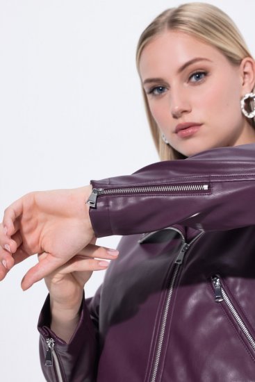 Ulla Popken 845121 Keinonahkainen biker-takki Luumu - Takit - Naisten takit plus-koossa