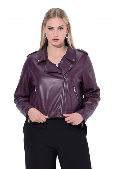 Ulla Popken 845121 Keinonahkainen biker-takki Luumu - Takit - Naisten takit plus-koossa
