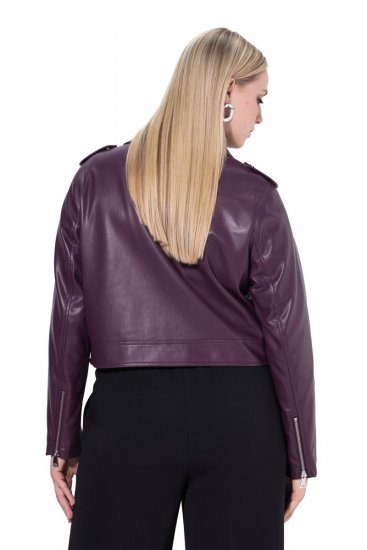 Ulla Popken 845121 Keinonahkainen biker-takki Luumu - Takit - Naisten takit plus-koossa