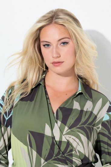 Ulla Popken 845122 Kuviollinen midimekko taskuilla Turkoosi - Midimekot - Midimekot isoissa ko'oissa