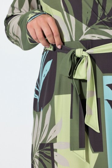Ulla Popken 845122 Kuviollinen midimekko taskuilla Turkoosi - Midimekot - Midimekot isoissa ko'oissa