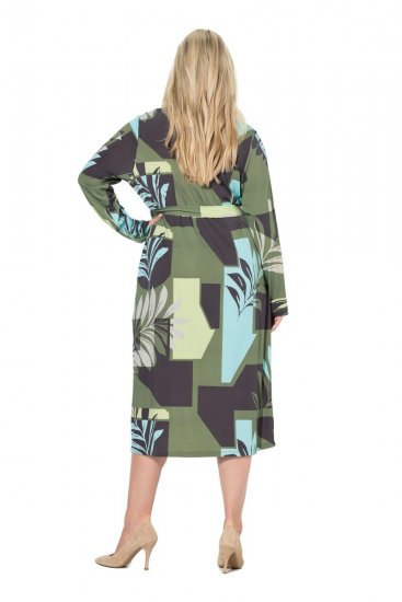 Ulla Popken 845122 Kuviollinen midimekko taskuilla Turkoosi - Midimekot - Midimekot isoissa ko'oissa