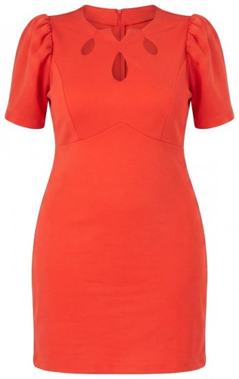 Ulla Popken 845150 Lyhythihainen bodycon-mekko Punainen - Naisten mekot isot koot - Mekot kaikille koille
