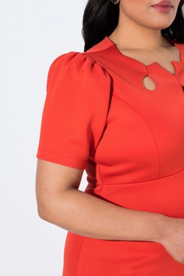 Ulla Popken 845150 Lyhythihainen bodycon-mekko Punainen - Naisten mekot isot koot - Mekot kaikille koille