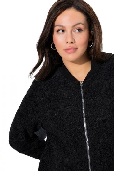 Ulla Popken 845262 Teddytakki Musta - Takit - Naisten takit plus-koossa