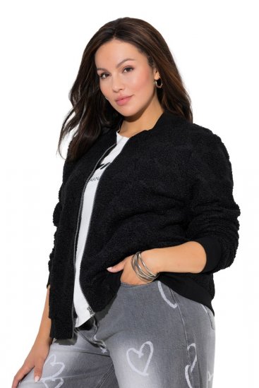 Ulla Popken 845262 Teddytakki Musta - Takit - Naisten takit plus-koossa
