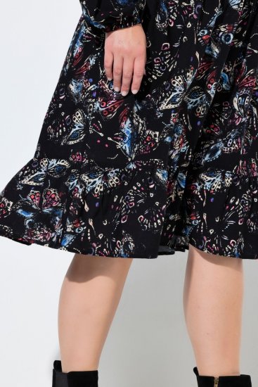 Ulla Popken 845287 Kuviollinen midimekko Musta - Midimekot - Midimekot isoissa ko'oissa