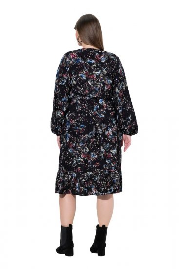 Ulla Popken 845287 Kuviollinen midimekko Musta - Midimekot - Midimekot isoissa ko'oissa