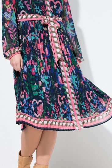 Ulla Popken 845649 Kukkakuvioinen sifonkimekko Tummansininen - Midimekot - Midimekot isoissa ko'oissa