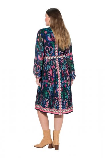 Ulla Popken 845649 Kukkakuvioinen sifonkimekko Tummansininen - Midimekot - Midimekot isoissa ko'oissa
