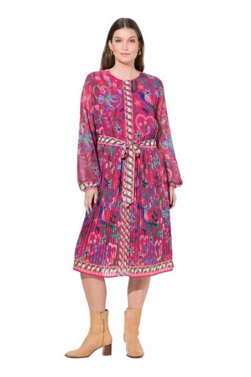 Ulla Popken 845649 Pitkähihainen midimekko Marjanpunainen - Midimekot - Midimekot isoissa ko'oissa