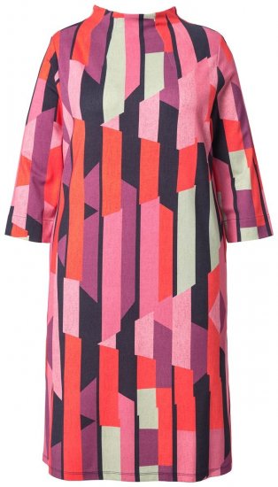 Ulla Popken 845794 Kuviollinen jerseymekko Roosa - Naisten mekot isot koot - Mekot kaikille koille
