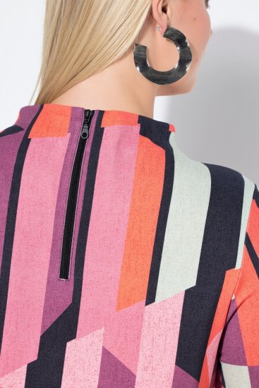 Ulla Popken 845794 Kuviollinen jerseymekko Roosa - Naisten mekot isot koot - Mekot kaikille koille