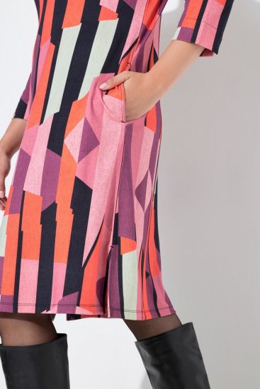 Ulla Popken 845794 Kuviollinen jerseymekko Roosa - Naisten mekot isot koot - Mekot kaikille koille