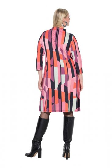 Ulla Popken 845794 Kuviollinen jerseymekko Roosa - Naisten mekot isot koot - Mekot kaikille koille