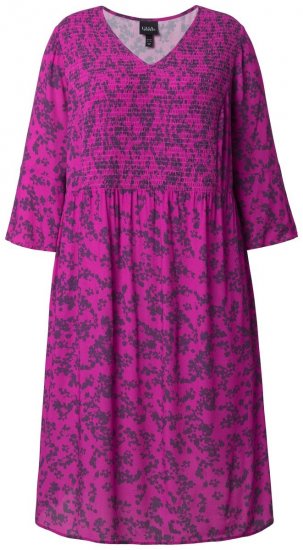 Ulla Popken 845825 Kukkakuvioinen midimekko V-aukolla Liila - Midimekot - Midimekot isoissa ko'oissa