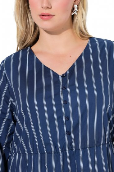 Ulla Popken 845863 Raidallinen mekko V-aukolla Tummansininen - Naisten mekot isot koot - Mekot kaikille koille