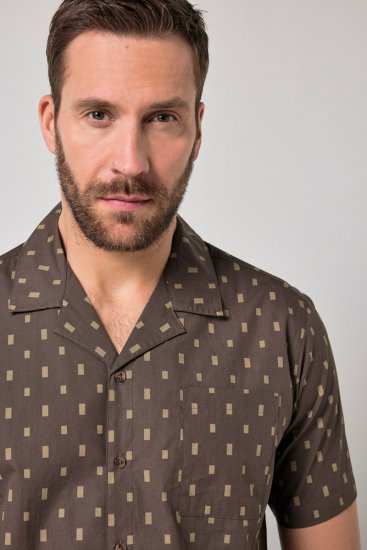 JP1880 Boxy Cuba Short Sleeve Shirt Brown - Kauluspaidat - Miesten isot kauluspaidat 2XL – 8XL