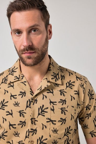 JP1880 Boxy Cuba Short Sleeve Shirt Camel - Kauluspaidat - Miesten isot kauluspaidat 2XL – 8XL