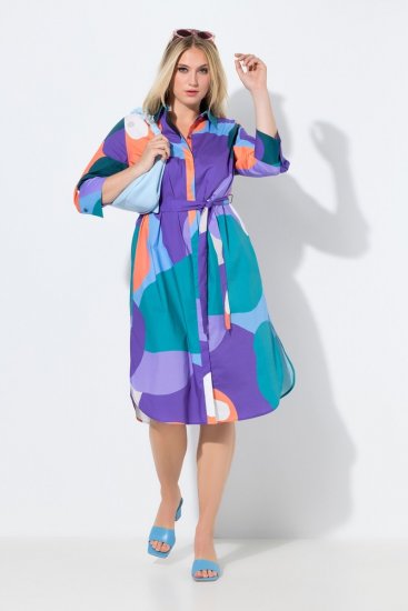 Ulla Popken 846351 Kuviollinen paitamekko Liila - Midimekot - Midimekot isoissa ko'oissa