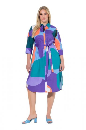 Ulla Popken 846351 Kuviollinen paitamekko Liila - Midimekot - Midimekot isoissa ko'oissa