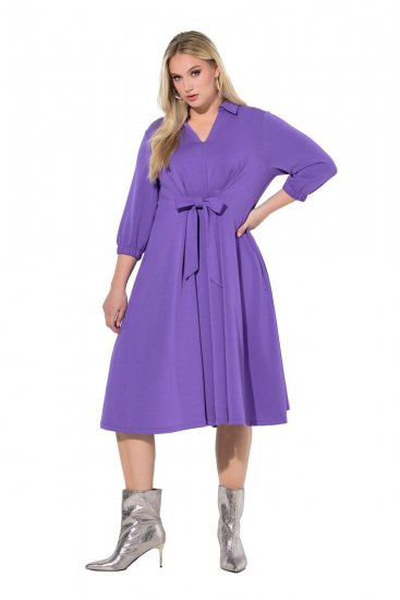 Ulla Popken 846373 A-linjainen collegemekko 3/4-hihoilla Liila - Naisten mekot isot koot - Mekot kaikille koille