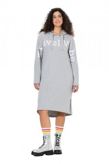 Ulla Popken 846886 Collegemekko hupulla Harmaa melange - Collegemekot - 