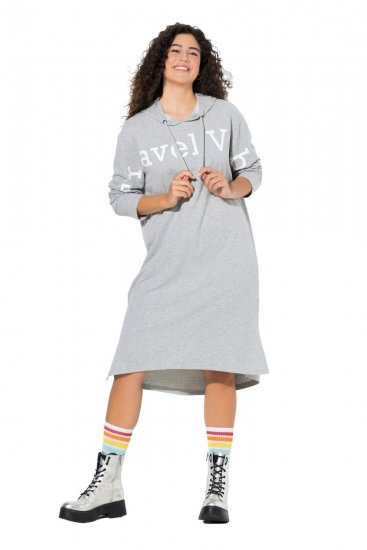 Ulla Popken 846886 Collegemekko hupulla Harmaa melange - Collegemekot - 