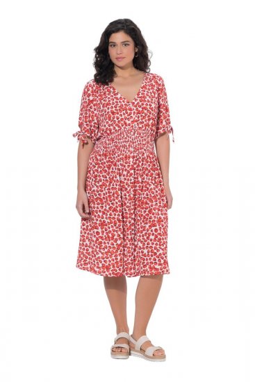 Ulla Popken 846912 Kuviollinen midimekko Koralli - Midimekot - Midimekot isoissa ko'oissa