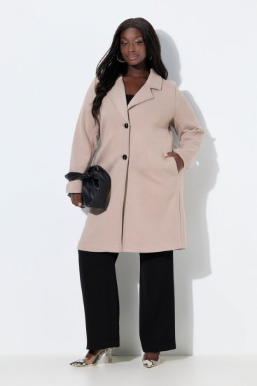 Ulla Popken 846929 Päällystakki Beige - Pitkät takit - Naisten takit isoissa kooissa