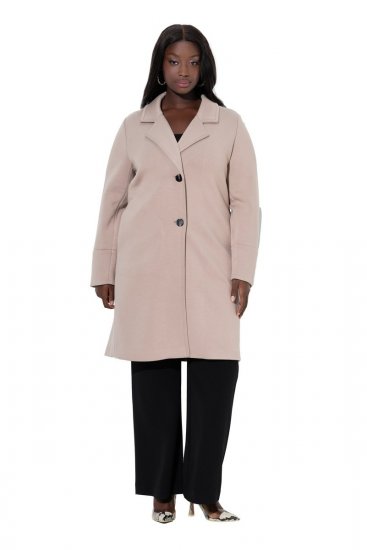 Ulla Popken 846929 Päällystakki Beige - Pitkät takit - Naisten takit isoissa kooissa