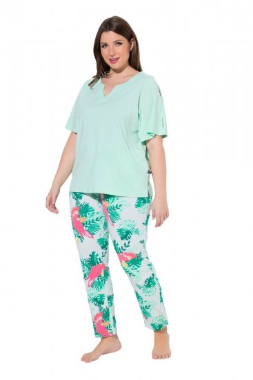 Ulla Popken 846971 Kuviollinen pyjama Vaaleanvihreä - Pyjama/Loungewear - 