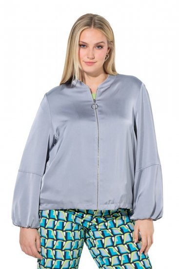 Ulla Popken 847191 Kimaltava bomber-takki college-kauluksella Harmaa - Takit - Naisten takit plus-koossa