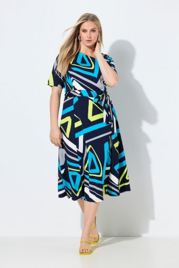 Ulla Popken 847324 Kuviollinen midimekko Tummansininen - Midimekot - Midimekot isoissa ko'oissa