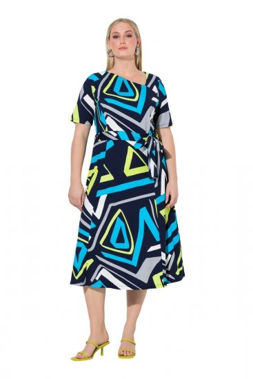 Ulla Popken 847324 Kuviollinen midimekko Tummansininen - Midimekot - Midimekot isoissa ko'oissa