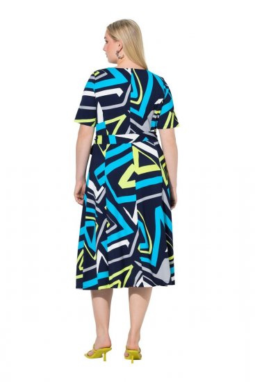 Ulla Popken 847324 Kuviollinen midimekko Tummansininen - Midimekot - Midimekot isoissa ko'oissa