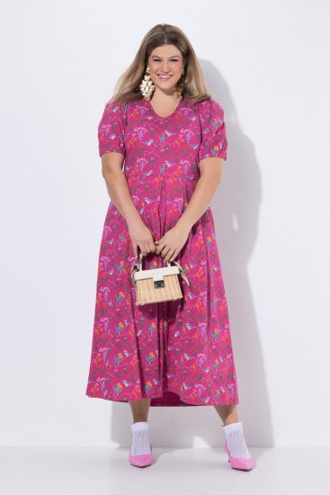 Ulla Popken 847409 Kuviollinen maksimekko Marjanpunainen - Maksimekot - Isojen kokojen maksimekot