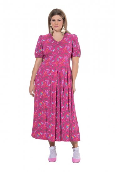 Ulla Popken 847409 Kuviollinen maksimekko Marjanpunainen - Maksimekot - Isojen kokojen maksimekot