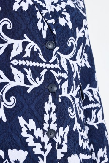Ulla Popken 847586 Kukkakuvioinen jacquard-bleiseri Tummansininen - Naisten bleiserit isot koot - Bleiserit naisille plus-koossa
