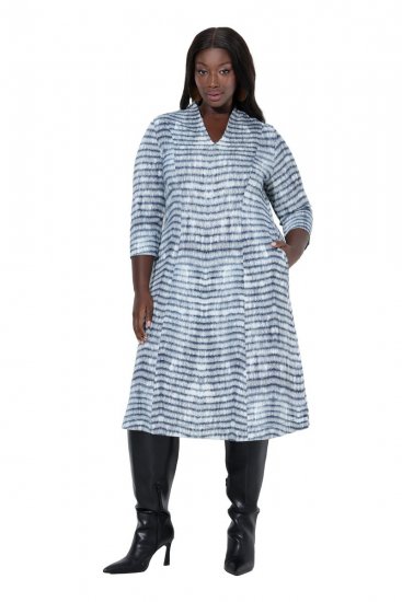 Ulla Popken 847643 Raidallinen jerseymekko Tummansininen - Trikoomekot - 