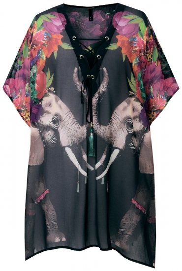 Ulla Popken 847698 Kuviollinen mekko Musta - Iltapuvut - Juhlamekot plus-koossa