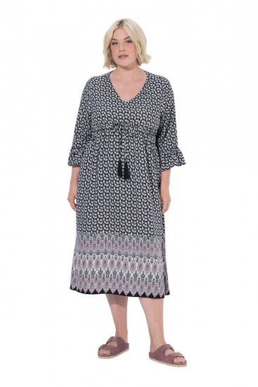 Ulla Popken 847798 A-linjainen midimekko V-aukolla Musta - Midimekot - Midimekot isoissa ko'oissa