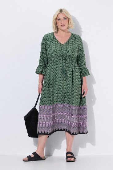 Ulla Popken 847798 A-linjainen midimekko V-aukolla Tummanvihreä - Midimekot - Midimekot isoissa ko'oissa